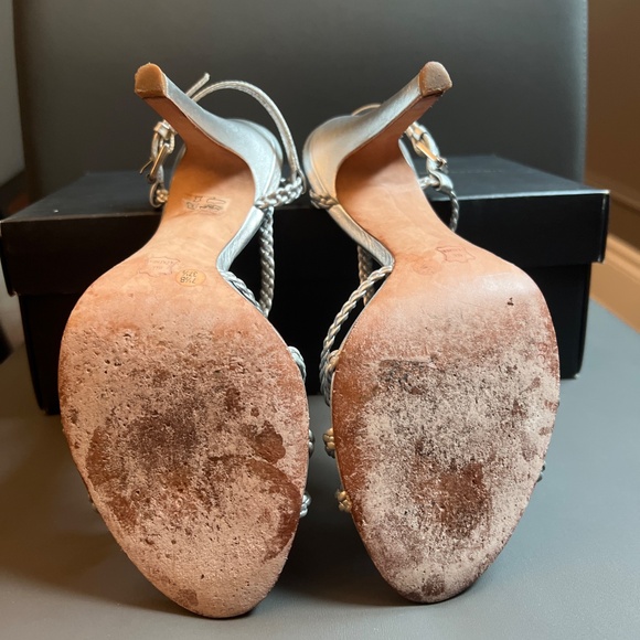 BCBGMAXAZRIA MA-Norwich Silver Heels – Metallic Leather, Size 7.5M - Picture 6 of 6